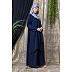 Asymmetrical abaya with overlapped panel- Navy Blue